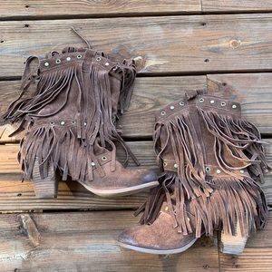 naughty monkey suede fringe boots